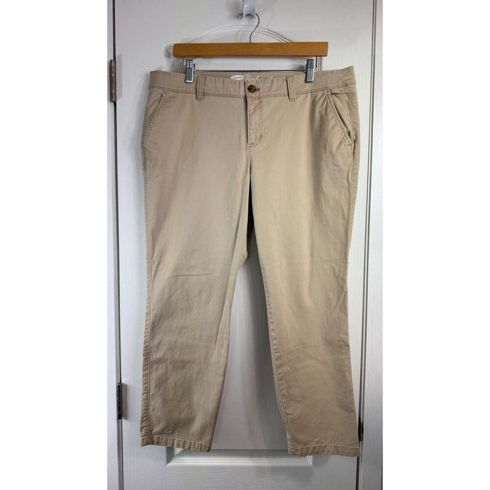 Old Navy Women's Boyfriend Slim Chino Pants Rolled Oats Size 14 Regular